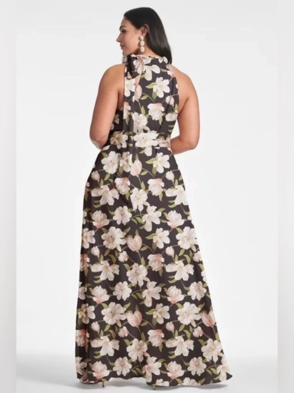 Sachin & Babi Floral Ebony Garden Kayla Halter Gown - Picture 3 of 11